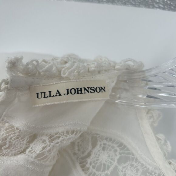 Ulla Johnson Deia Cotton Blouse Womens 2 Sleeveless Macrame Fringe Lace Detail - Picture 8 of 12